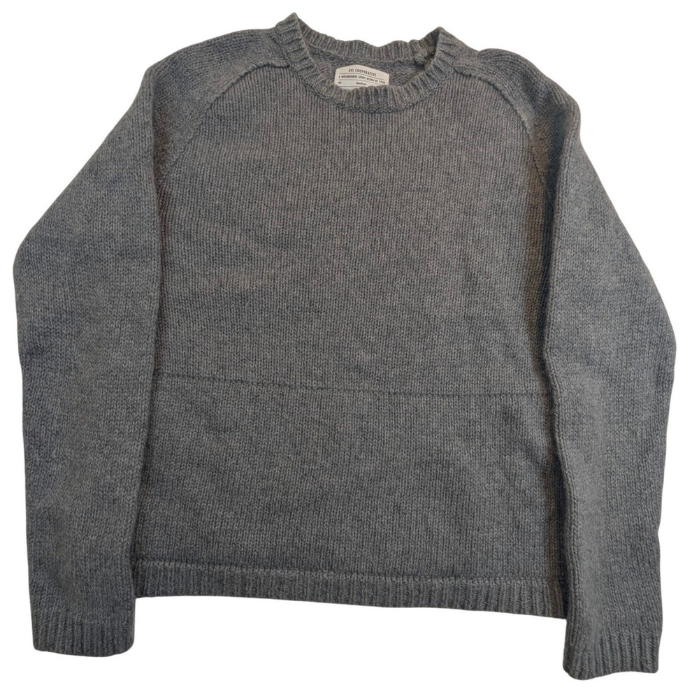 REI COOPERATIVE Wool Blend Crew Neck Sweater Mens Medium Gray‎ Raglan Sleeve